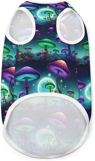Machine Washable Pet Vest for Small Medium Dogs, Soft Dog Sleeveless T Shirts Trippy Mushroom World, Medium