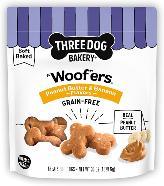 Grain-Free “Woof”ers, Peanut Butter & Banana Flavor – Grain-Free Dog Treat, Cookies for Dog Training Treats, Puppy Treats with Real Ingredients