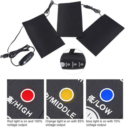 Qiilu Heated Blanket USB Powered Heated Lap Blanket for Offi Black Polyester Metal Fiber 5V 2A 8.5W Lightweight Electric USB Heating Heated Pads Set for Outdoor Winter Camping
