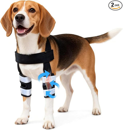 Petanims Dog Front Leg Brace - Knee/Carpal/Wrist Support for Dogs, Adjustable Dog Elbow Brace with Shoulder Support, Reflective Dog Elbow Protector for Pain Relief & Better Recovery, Medium