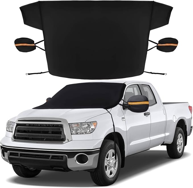 Sfee Windshield Cover for Ice and Snow,Heavy-Duty 600D Waterproof Windshield Snow Cover With 2 Mirror Covers, All-Weather Magnetic Frost Guard Winter Car Snow Cover Fit Car, Truck, Suv,Van (77" X 47")