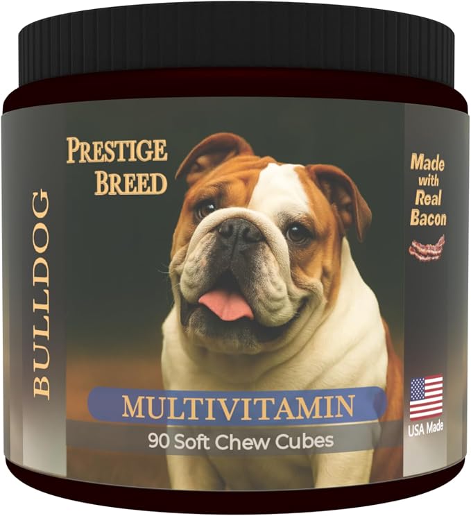 Multivitamins, Balanced Nutrition for Your Bulldog, 90 Count, Made in the USA with Real Bacon