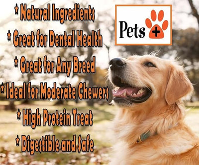 Pets Plus All-Natural Pig Ear Dog Chews 4-Pack – Long Lasting Dog Treats for Medium to Aggressive Chewers, High Protein, Grain Free, Rawhide Alternative, Supports Dental Health