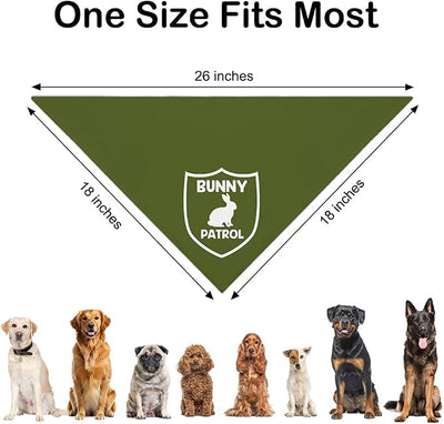 Bunny Patrol Green Dog Bandana, Funny Easter Pet Scarf Accessory Photo Prop for Outdoor Adventure Hiking Camping Mountain, Gifts for Ranger, Christmas Birthday Gifts for Puppy Lover Dad Mom
