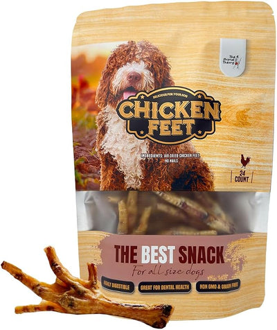 Dehydrated Chicken Feet for Dogs - Chicken Feet Dog Treats - Made in USA - 100% Digestible Chicken Foot Treats - Natural Dog Treats - Single Ingredient Dog Chews - 24 Count