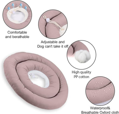 Comfortable Adjustable Soft Dog Cone Alternative - Elizabethan Donut Collar for Small Dogs & Cats Recovery - Different Sizes for Medium & Small Dogs