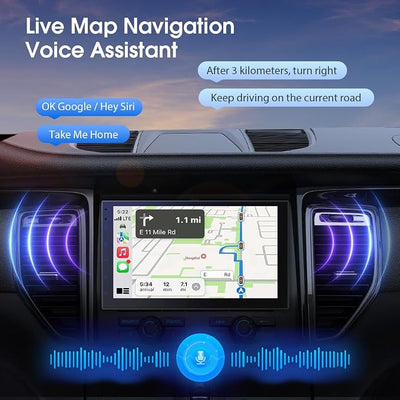 Haudio Double Din Car Stereo Radio with 7 inch HD Touchscreen, Wireless Apple Carplay & Android Auto, Bluetooth, SWC, Mirror Link, AUX,FM Car Radio Receiver(No backup reversing camera)|for All Vehicle
