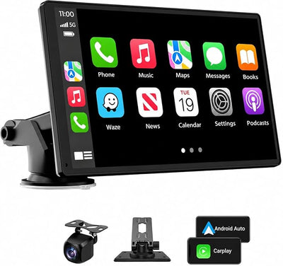 Carplay Screen for Car, 7'' Wireless CarPlay & Android Auto- Upgrade Portable Touchscreen with Bluetooth, Mirror Link, Voice Control, Hands-Free Calling Car Play Screen Stereo for All Vehicles