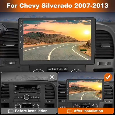 Junsun Car Radio Stereo for Chevy Chevrolet Silverado 2007 2008 2009 2010 2011 2012 2013 GMC Sierra Yukon with 5GHz WiFi CarPlay Android Auto Bluetooth Backup Camera【4Core 64GB ROM 】