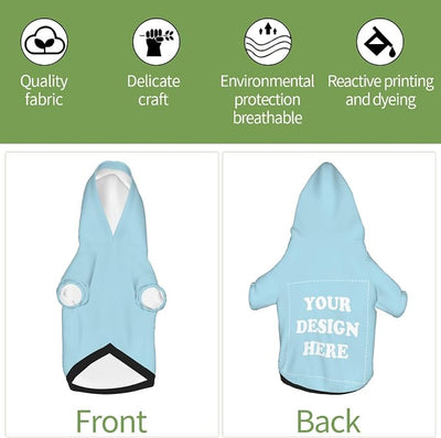 Personalized Dog Hoodie, Custom Dog Costumes for Small Dogs, Holiday Happy Dog Clothes Football Pet Shirt Sweater with Name Number for Girl/Boy Cats/Kitten, LightBlue, L
