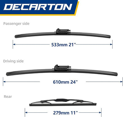 Wiper Blades Replacement for GMC Acadia 2013-2016 | Windshield Wipers-3 Pieces of Car Front and Rear Window Wiper Blade (24+21+11)