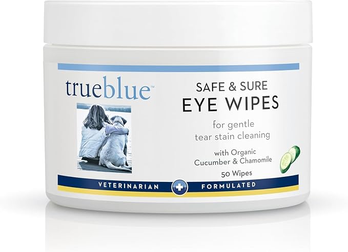 Cucumber & Chamomile Safe and Sure Dog Eye Wipes – Pre-Moistened Textured Pads for Tear Stain Eye Cleaning – Cleansing Eye Wipe for Dogs, Puppies – Non-Toxic, All-Natural – 50 Count