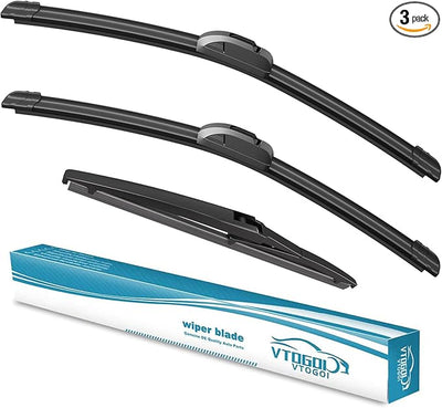 OEM Windshield Wiper Blades Replacement for Jeep Compass 2018-2021 2022 2023 2025 Scion iQ 2012 2013 2014 2015, All Weather Original Factory Quality Front & Rear Wipers Set 24"+18"+10" (Pack of 3)