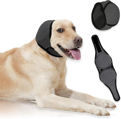 Dog Ear Covers,Dog Ear Muffs Noise Protection,No Flap Ear Wrap for Dogs Hematoma Recovery,Adjustable Calming Hoodie Shower Cap for Grooming,Bathing,Swimming & Anxiety Relief(Grey,L)