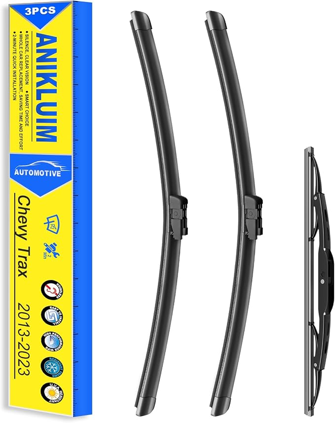 ANIKLUIM® Wiper Blades for Practical Family Driver: 26"+14"+10" Windshield Wipers Set Replacement for 2013-2023 Chevy Trax - All-Weather, Quiet & Streak-Free - Easy DIY Snap-On Installation (3PCs)