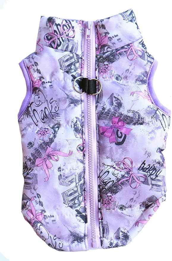 Winter Waterproof Windproof Vest Coat for Cold Weather - Warm Jacket for Small Medium Dogs (Not Suitable for Big Dogs) Purple XS
