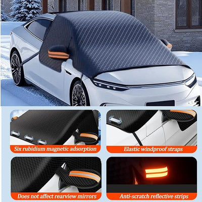 Car Snow Cover for Dodge Grand Caravan 2010–2020, Windshield Cover for Ice and Snow for Winter, Magnetic Frost Guard Windshield Cover with Side Mirror Cover,B