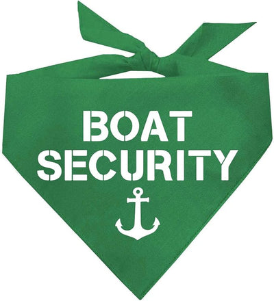Boat Security Dog Bandana | 100% Cotton Adjustable Triangle | Made in USA | Boat Lover | Captain | Beach | Lake | Funny Outfit Prop Photoshoot | Green, One Size (243)