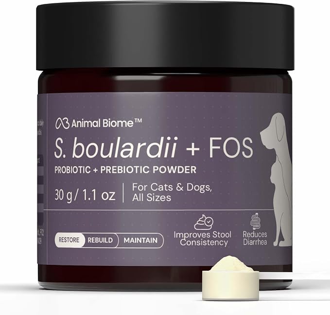 S. Boulardii + FOS Powder Probiotics for Dogs & Cats 30g (50 Scoops), Saccharomyces Boulardii Dog Probiotic + Prebiotic for Gut Health, Loose Stool, Sensitive Stomach Microbiome Support