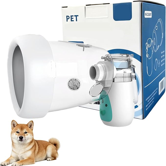 Portable Dog Inhaler with Dog Mask, Low Noise, Strong and Weak Modes for Medium-Sized Dogs, Green M Size