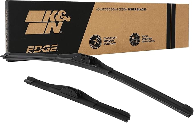 K&N EDGE Wiper Blades: All Weather Performance, Superior Windshield Contact, Streak-Free Wipe Technology: 26" + 17" (Pack of 2)