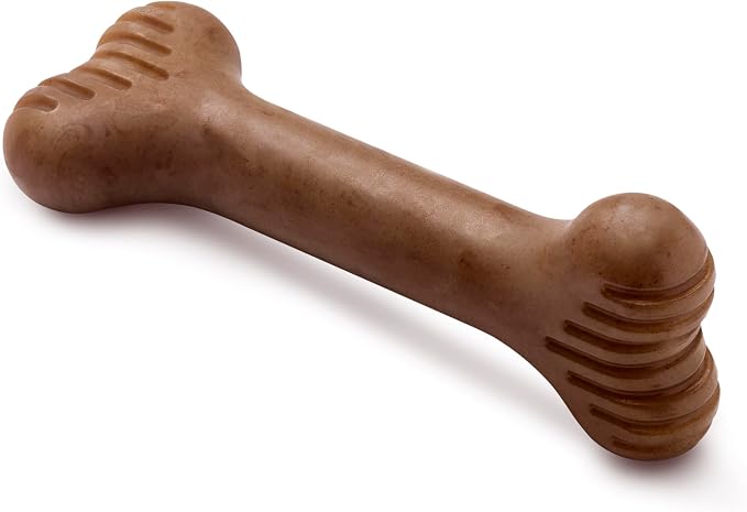 Bone Durable Dog Chew Toy for Aggressive Chewers, Real Bacon, Made in USA, Small