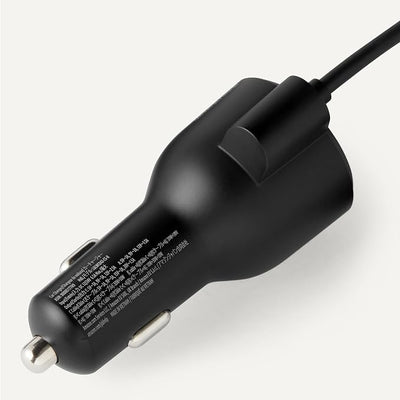Amazon Basics Fast-Charging Car Charger, 60W, 1 USB-C Port (30W), 1 USB-A Port, 1 Built-in Coiled USB-C Cable (30W), Black