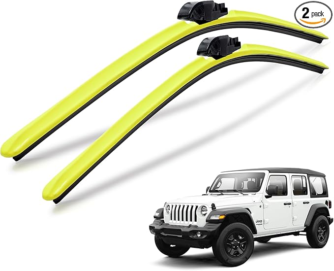Clix Wipers Windshield Wiper Blades 16"/16" Set of 2, Fits Jeep Wrangler JK, JKU, JL, JLU & Gladiator JT, All-Weather Premium Replacement Wipers with Quick Clips, 2007-2025 Jeep Accessories, Yellow