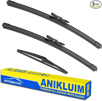 ANIKLUIM® 28"+ 28" Wiper Blades with 12" Rear Wiper Blade Set Replacement for 2012-2018 Focus Windshield Wipers Original Factory Quality (Pack of 3)
