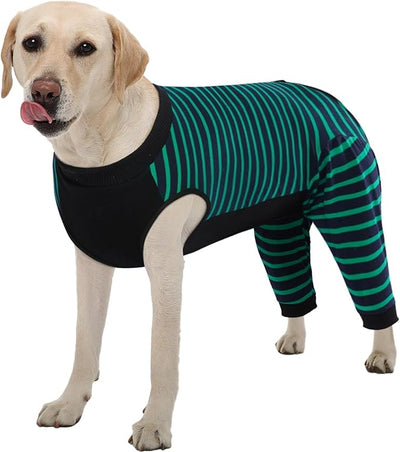 Kuoser Dog Recovery Suit with Anti Licking Rear Leg Sleeve, Green XL | Abdominal Dog Surgical Suit with Pants Cover Protect Wounds, Dogs Elbow Protector Soft Pet Surgery Onesie Cone Alternative