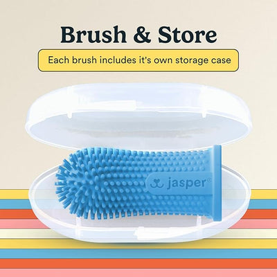 Jasper Dog Toothbrush, 360 Dog Tooth Brushing Kit, Finger Toothbrush, Cat Tooth Brush, Teeth Cleaning, Pet Tooth Brush for Small & Large Pets, Pet Toothpaste Not Included, 2-Pack Blue