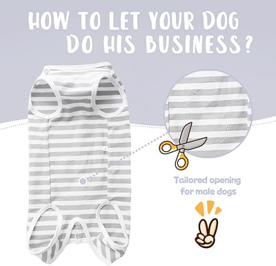 Dog's Recovery Suit Post Surgery Shirt for Puppy, Small Dog Surgical Recovery Suit for Female Male Dogs, Dog Onesie Protect Surgical Wound(Grey White Stripe-m)