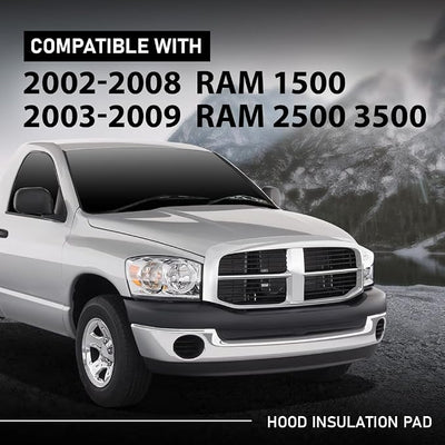 G-PLUS Hood Insulation Pad 1/2" Heat Blanket & Clips Compatible with Dodge Ram 1500 2002-2008/Fit Dodge Ram 2500 3500 2003-2009