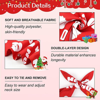Vivifying Dog Christmas Bandana, 2 Pack Santa Claus and Christmas Tree Pet Scarves for Large and Extra Large Dogs, Holiday Pet Costume for Photo Prop, and Party Decor (X-Large, Red&Green)