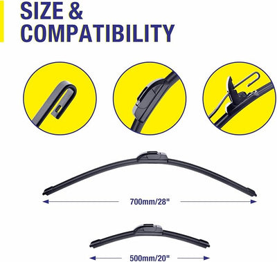 5 PLUS Custom-Fit Wipers fits Toyota Sienna 2011-2020 Windshield Wipers | 28"+20"+16" Front Rear Wipers Set,OEM Original Equipment Replacement,All-Seasons,Streak-Free Wiping,Quiet Clear Visibility