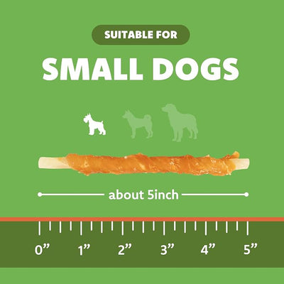 MON2SUN Dog Treats, 4.5-4.7 Inch Chicken Wrapped Codfish Sticks, Soft Chewy Training Treats for Small Dogs, Low-Fat Rawhide-Free Chews, 8.82 oz (25 Count)