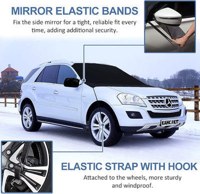 Car Windshield Cover for Ice and Snow, Heavy Duty 600D Oxford Automotive Front Windshield Frost Cover with Side Mirror Covers for Winter, All Weather Car Protector Fit Most Cars Vans SUVs