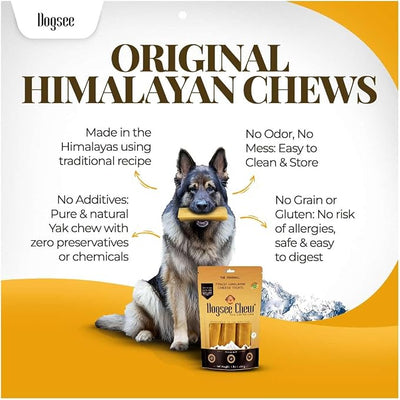 Dogsee Original Himalayan Yak Cheese Chews (XL - 9 Pieces) .100% Natural, 60% Protein, Dog Treats for Large Breed Dog Chews Long Lasting for Aggressive Chewers