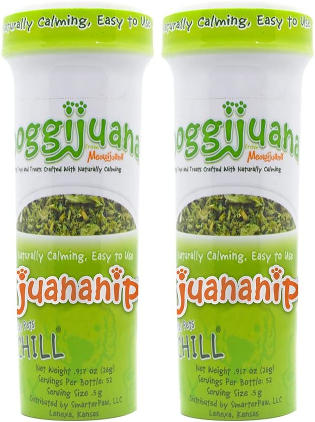 Juananip™ Refill Bottle (2-Pack) | Hand Harvested Organic Ground Catnip for Dogs | Naturally Calming Support for Anxiety, Stress | Grown in North America