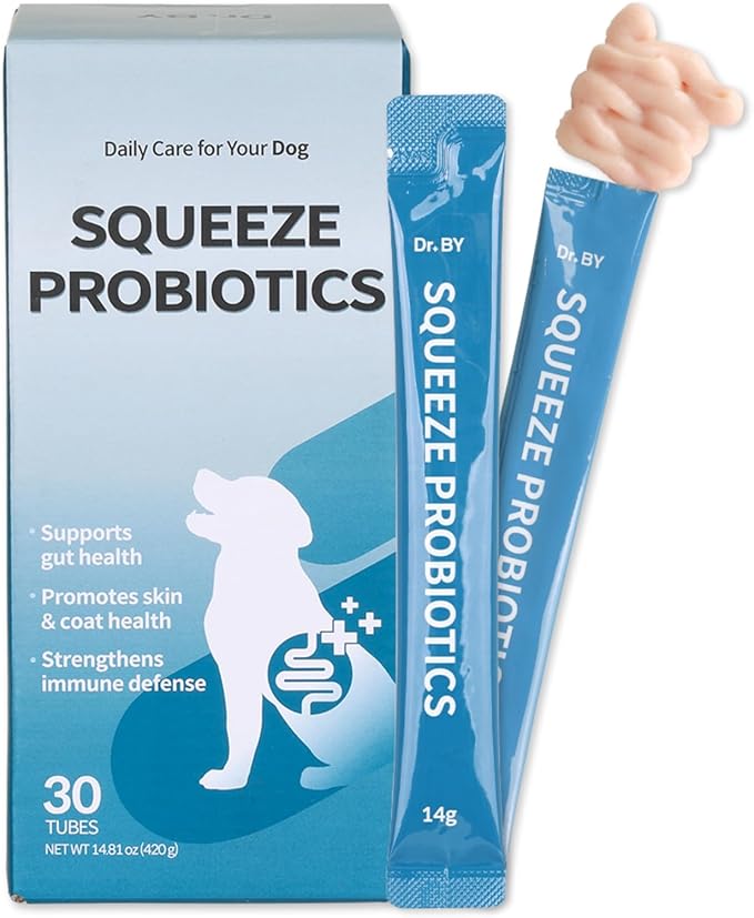 Squeeze Probiotics for Dogs Gut Health Immunity Skin&Allergy Care Diarrhea Relief Digestive Stomach Support with L. crispatus KT-11 Lickable Paste Formula Individually Packaged, Chicken