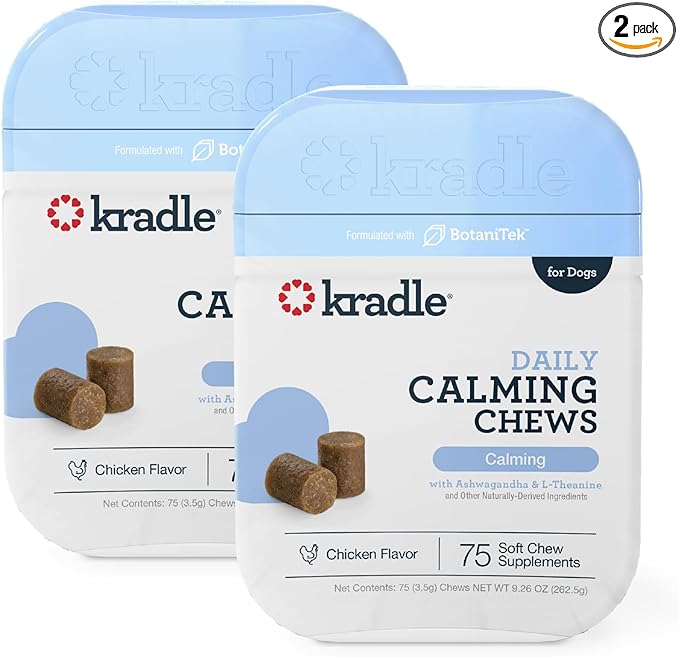 Calming Chews for Dogs - Anxiety and Stress Support - L-Theanine Ashwagandha GABA - Calming Supplement for Relaxation and Stress - Chicken Flavor- 150 Non-Drowsy Chews