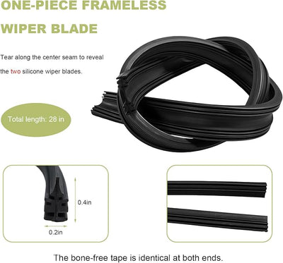 Sun Walker 2 PCS Wiper Blade Refills, 28 Inch Adjustable Size Boneless Windshield Wiper Blade Strips, Rubber Refills for Replacement Front & Rear Windscreen Wipers, Car Accessories