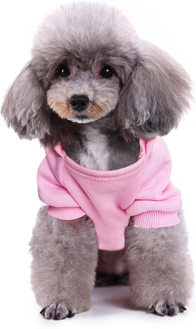 Jecikelon Print Dog Hoodies for Small Dogs with Bow, Soft Fleece Puppy Clothes for Pet Cat, Warm Winter Outfits Cold Weather Coats, Cute Sweatshirt Puppies Costume (Large, Y01-Pink)