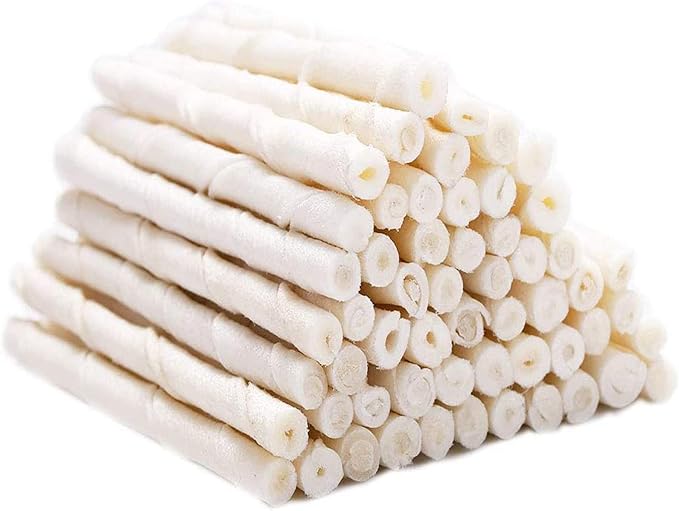 Dog Rawhide Twist Sticks Natural 5 Inch Thin Sticks Rawhide Chews Treats for Puppy and Small Dogs 60 Count, 12.7oz