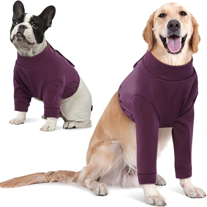 Dog Recovery Suit, Dog Surgery Recovery Suit Front Legs, Comfy Joint Leg Sleeves After Surgery, Elbow Braces Protector for Leg Injuries & Joint Pain, Cone Collar Alternatives,Purple,L