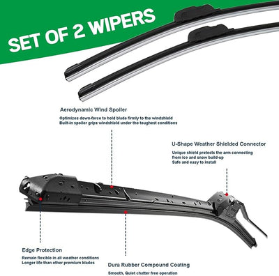 Xislet UTV Electric Windshield Wiper Kit Fit Polaris Ranger RZR Can Am | Kawasaki Honda Pioneer Golf Cart Tractor with 12V Motor/2pcs 16inch Blades/Instructions