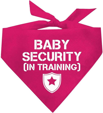 Baby Security in Training Dog Bandana | 100% Cotton Adjustable Triangle | Made in USA | New Baby | Pregnancy Announcement Photoshoot Prop | Gender Reveal | Hot Pink One Size (223)