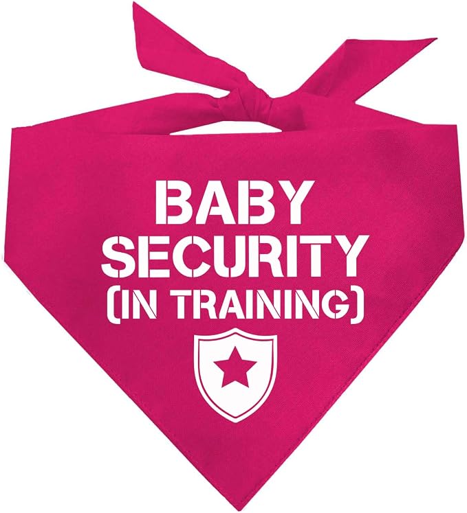 Baby Security in Training Dog Bandana | 100% Cotton Adjustable Triangle | Made in USA | New Baby | Pregnancy Announcement Photoshoot Prop | Gender Reveal | Hot Pink X-Small (223)