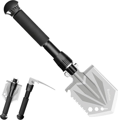 Foldable Camping Shovel - 14.6" High Carbon Steel Portable Multitool Entrenching Tool for Backpacking, Hiking, Survival & Car Emergency - Lightweight & Rustproof