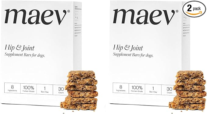 MAEV Human-Grade Hip & Joint Supplement Bars | Natural Support for Healthy Joints & Mobility, 30 Count (Pack of 2)